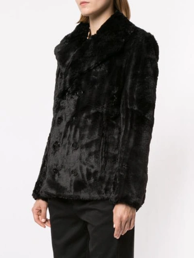 Shop Saint Laurent Faux Fur Coat In Black