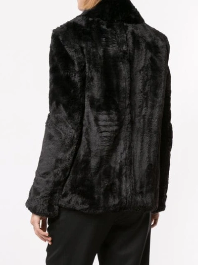 Shop Saint Laurent Faux Fur Coat In Black