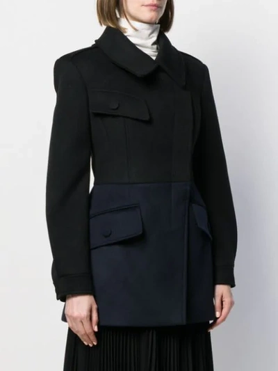 Shop Alexander Mcqueen Dual-tone Fitted Coat In Black
