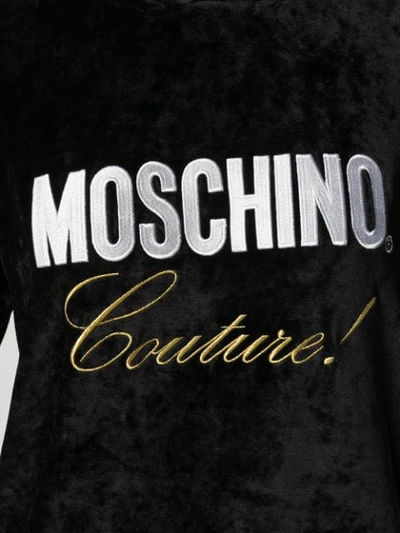 Shop Moschino Logo Print Hoodie Dress In Black