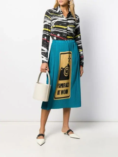 Shop Ultràchic Paparazzi Pleated Midi Skirt In Blue