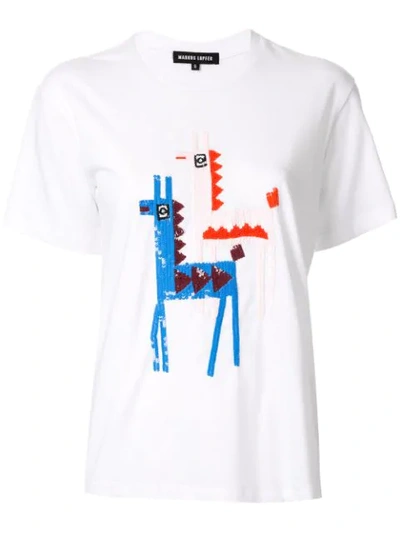 Shop Markus Lupfer Anna Sequinned Llama T-shirt In White