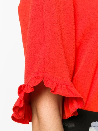 Shop Ganni Ruffled Sleeve Blouse - Red