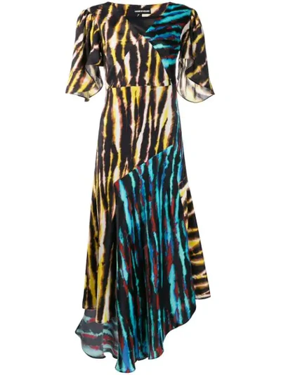 Shop House Of Holland Contrast Panelled Twist Dress In Black ,yellow