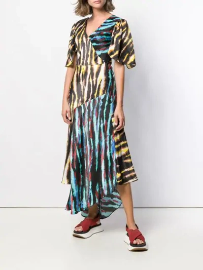 Shop House Of Holland Contrast Panelled Twist Dress In Black ,yellow
