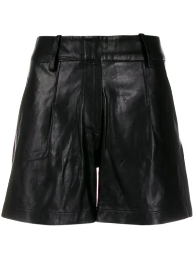 Shop Arma Loose Fit Leather Shorts In Nero