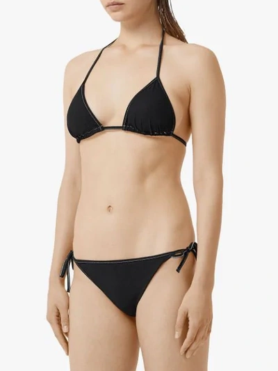 Shop Burberry Logo Detail Triangle Bikini In Black