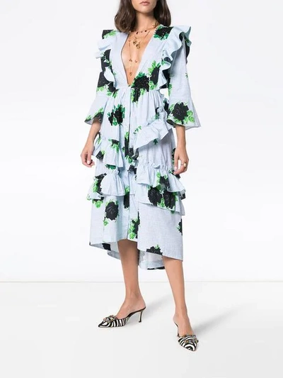 Ganni pine top ruffle dress