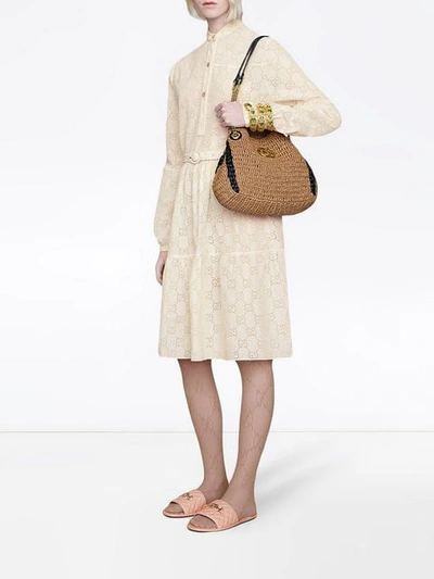 Shop Gucci Gg Broderie Anglaise Dress In White