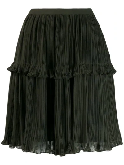 Shop Kenzo Ruffle Trim Pleated Skirt In Green