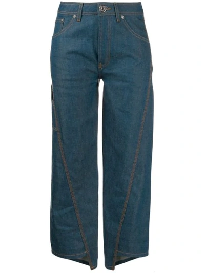 Shop Lanvin Cropped-jeans Mit Stickerei In 231 Cloud