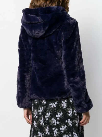 Shop Save The Duck Faux Fur Hooded Jacket In Blue