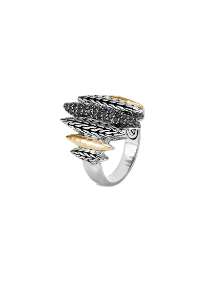 Shop John Hardy 'classic Chain' Diamond Sapphire Spinel 18k Gold Hammered Ring