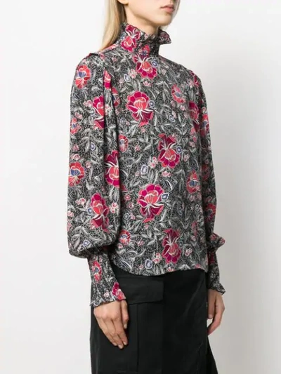 Shop Isabel Marant Étoile Yoshi City Floral Print Shirt In Black 01bk