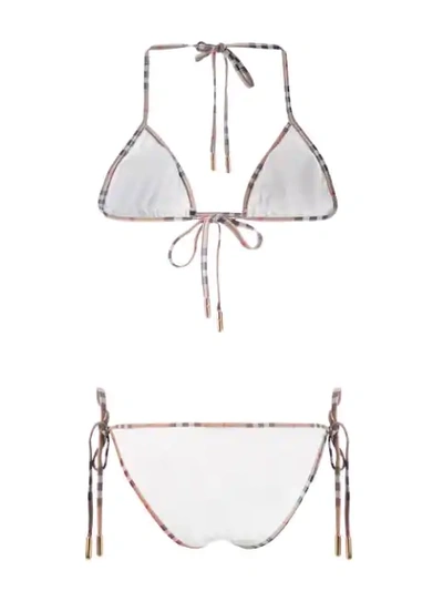Shop Burberry Vintage Check Detail Triangle Bikini In White