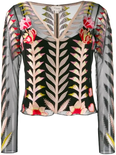 Shop Temperley London Sheer Embroidered Top In Black