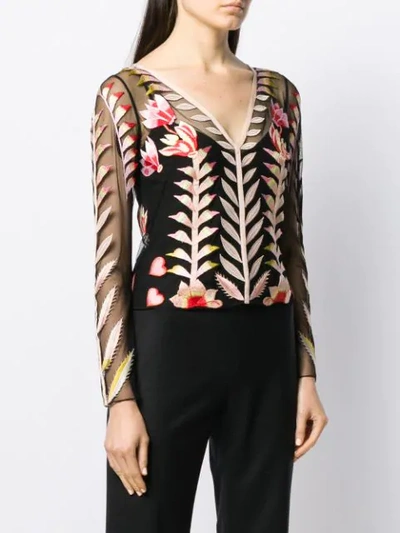 Shop Temperley London Sheer Embroidered Top In Black