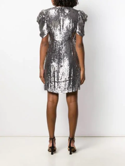 Shop P.a.r.o.s.h Short Sleeve Embellished Dress In Metallic