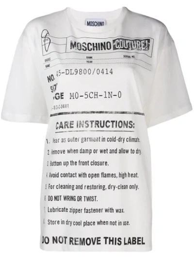 Shop Moschino Army Label Jersey T-shirt In White