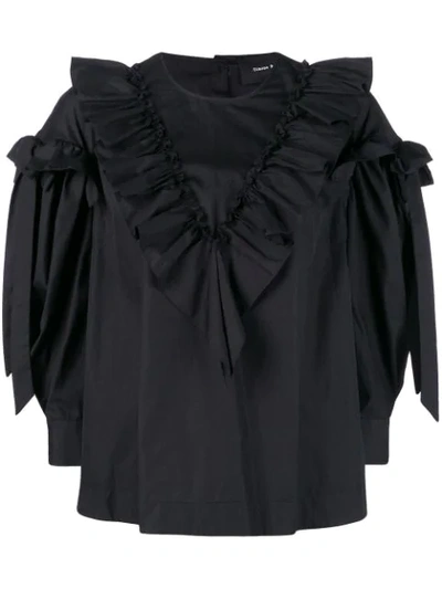 Shop Simone Rocha Ruffle Bow Top - Black