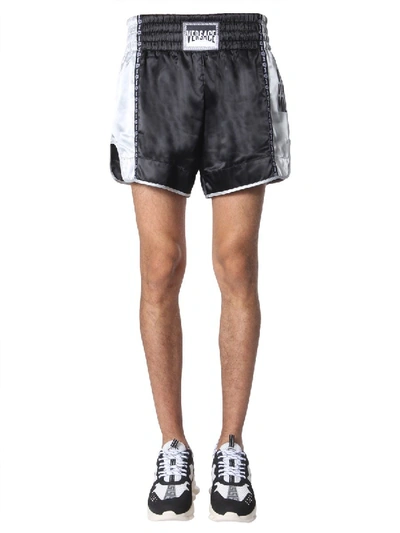 Shop Versace Black Polyamide Shorts