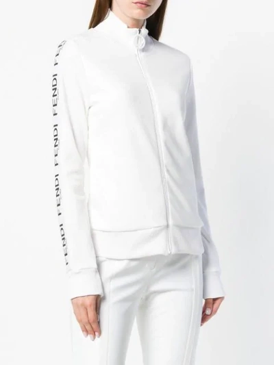 Shop Fendi Side Printed Logo Jacket In White