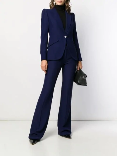 Alexander Mcqueen Longline Flared Virgin Wool-twill Trousers In Blue