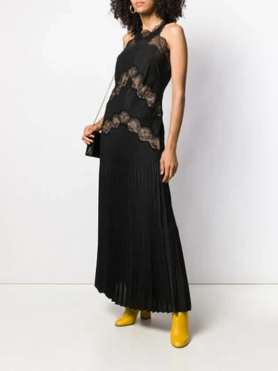 Shop Fendi Lace Insert Midi Dress In Black