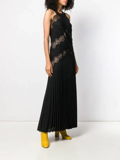 Shop Fendi Lace Insert Midi Dress In Black