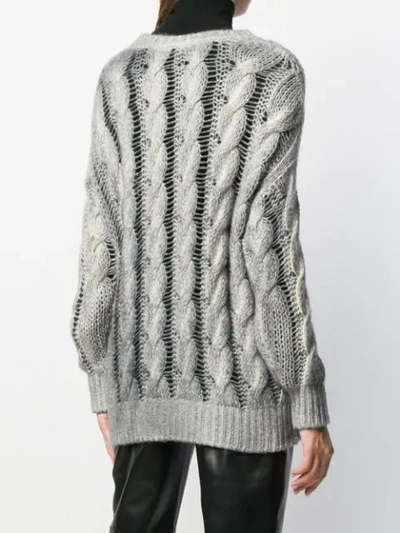 Shop Avant Toi Two-tone Cable Knit Sweater In V00390 Ice