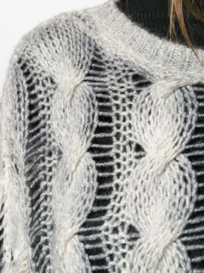 Shop Avant Toi Two-tone Cable Knit Sweater In V00390 Ice