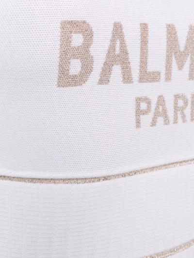 Shop Balmain Logo Knitted Body In White