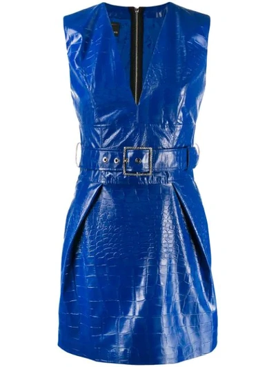 Shop Pinko Belted Mini Dress In Blue