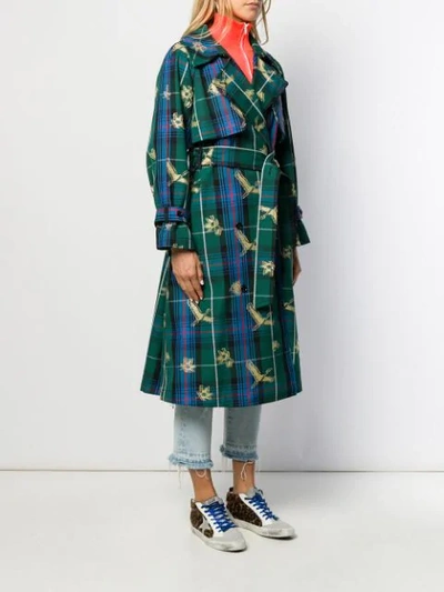 Shop Golden Goose Checked Jacquard Coat In Green