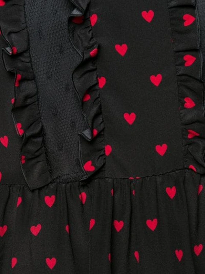 Shop Red Valentino Heart Print Ruffled Dress In Black