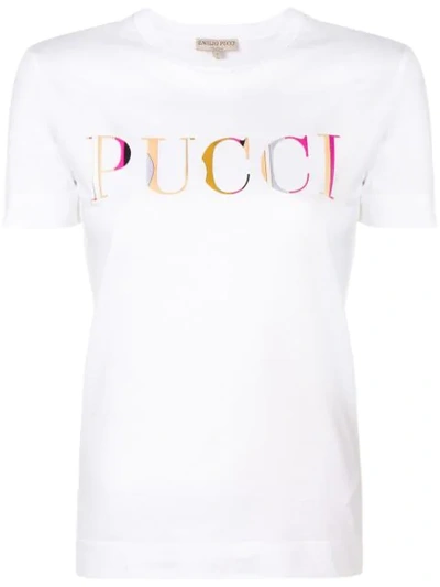 Shop Emilio Pucci White Guanabana Print Logo T-shirt