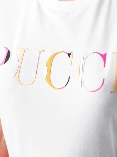 Shop Emilio Pucci White Guanabana Print Logo T-shirt