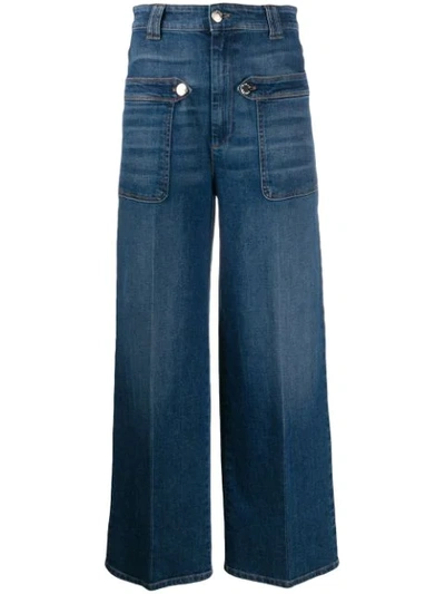 Shop Pinko Flared Cropped Jeans In Blue