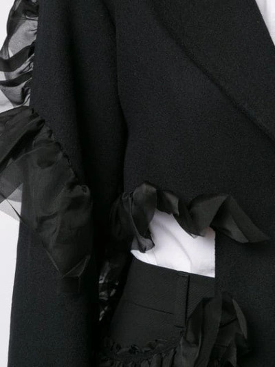 Shop Roberts Wood Cut-out Ruffle Coat In Black