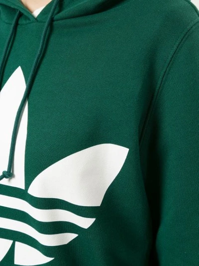 Shop Adidas Originals Trefoil Logo Hoodie In Green