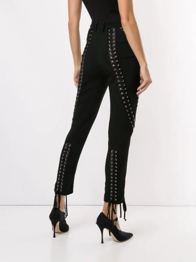Shop Dolce & Gabbana Eyelet Detail Lace-up Trousers In Black