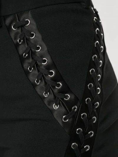 Shop Dolce & Gabbana Eyelet Detail Lace-up Trousers In Black