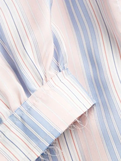 Shop Loewe Striped High Collar Blouse In Pink/light Blue