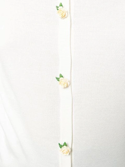Shop Dolce & Gabbana Rose Button Cardigan In White