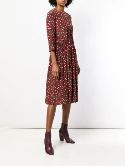 Shop Aspesi Flower Print Midi Dress In Brown