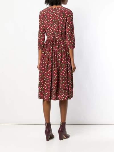 Shop Aspesi Flower Print Midi Dress In Brown