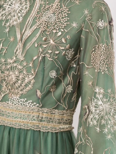 Shop Costarellos Story-telling Embroidered Tulle Gown In Green