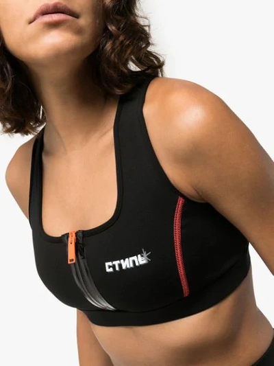 Shop Heron Preston Ctnmb Print Sports Bra In Black