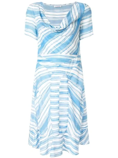 Shop Altuzarra Lucia Stripe Cowl Dress In Blue