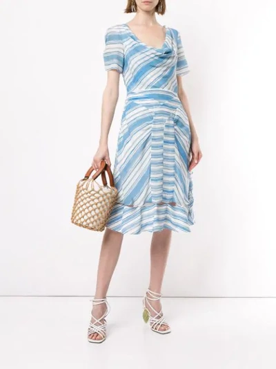 Shop Altuzarra Lucia Stripe Cowl Dress In Blue